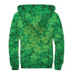 Green Clover St. Patrick's Day Print Sherpa Lined Zip Up Hoodie