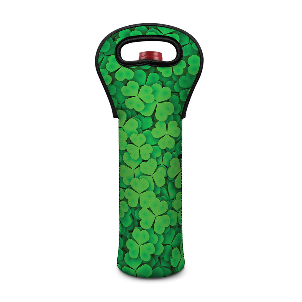Green Clover St. Patrick's Day Print Single Neoprene Wine Tote