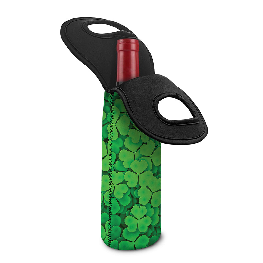 Green Clover St. Patrick's Day Print Single Neoprene Wine Tote