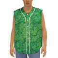 Green Clover St. Patrick's Day Print Sleeveless Baseball Jersey