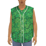 Green Clover St. Patrick's Day Print Sleeveless Baseball Jersey
