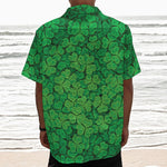 Green Clover St. Patrick's Day Print Textured Short Sleeve Shirt
