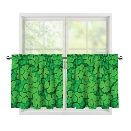 Green Clover St. Patrick's Day Print Tier Curtains