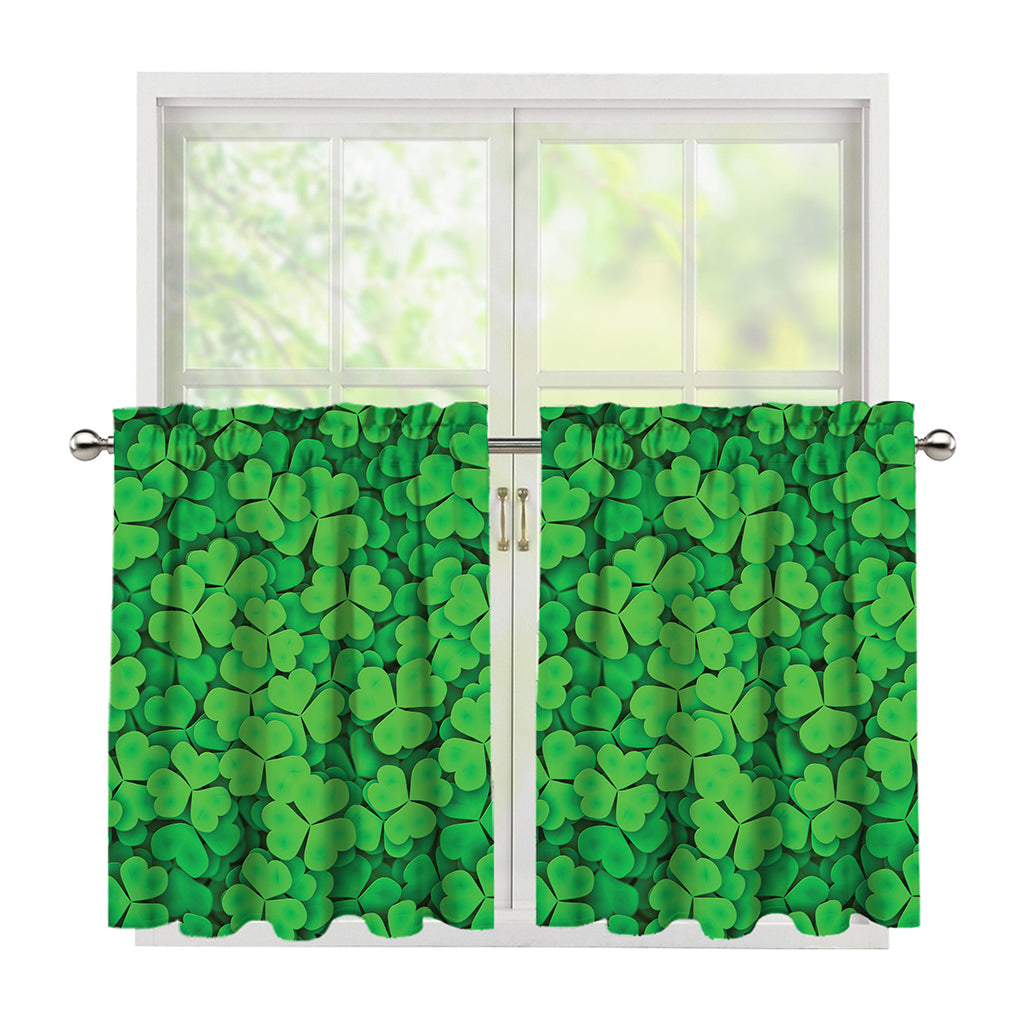 Green Clover St. Patrick's Day Print Tier Curtains