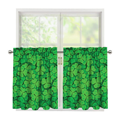 Green Clover St. Patrick's Day Print Tier Curtains