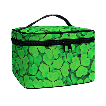 Green Clover St. Patrick's Day Print Travel Makeup Bag