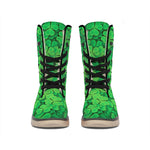 Green Clover St. Patrick's Day Print Winter Boots