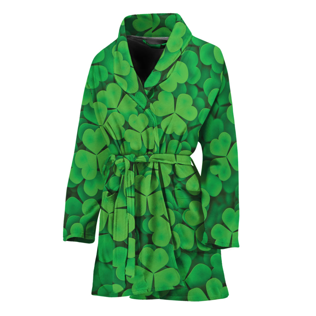 Green Clover St. Patrick's Day Print Women's Bathrobe