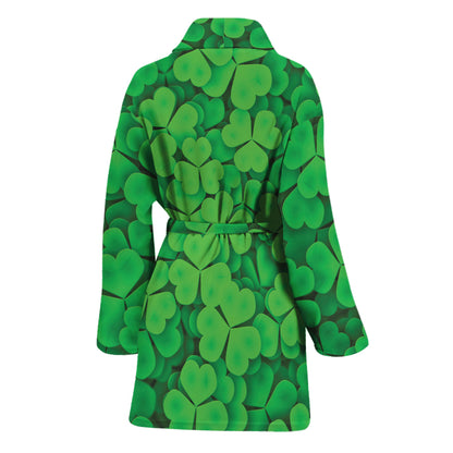 Green Clover St. Patrick's Day Print Women's Bathrobe