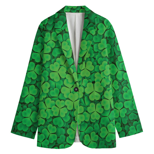Green Clover St. Patrick's Day Print Women's Blazer
