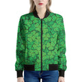 Green Clover St. Patrick's Day Print Women's Bomber Jacket