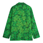 Green Clover St. Patrick's Day Print Women's Cotton Blazer