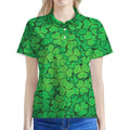 Green Clover St. Patrick's Day Print Women's Polo Shirt