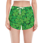 Green Clover St. Patrick's Day Print Women's Split Running Shorts