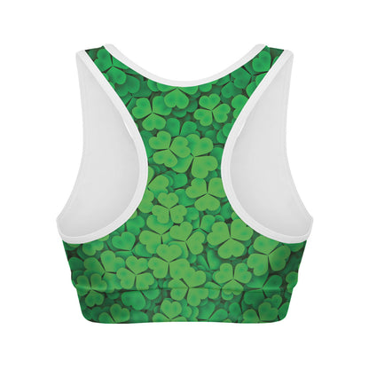 Green Clover St. Patrick's Day Print Women's Sports Bra