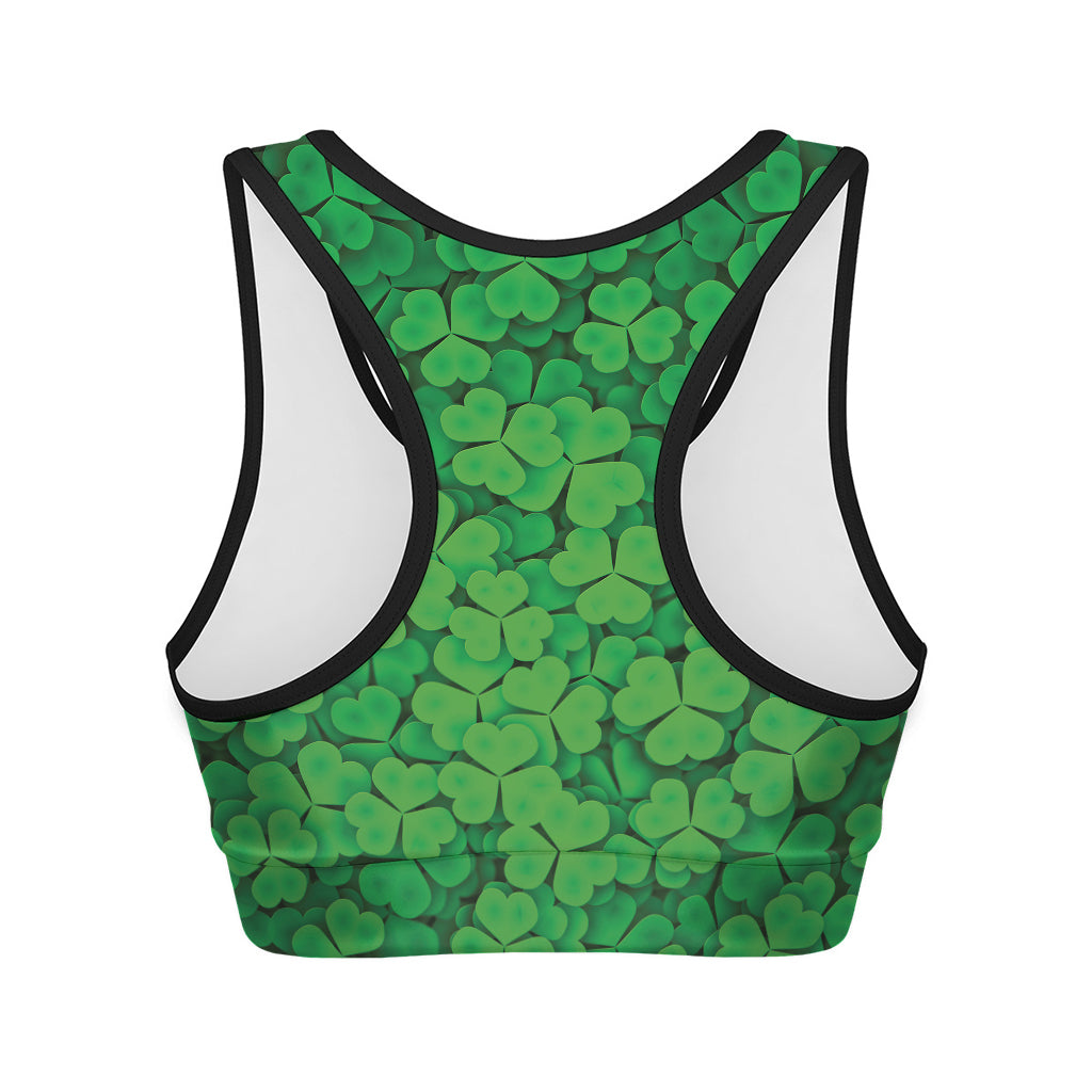 Green Clover St. Patrick's Day Print Women's Sports Bra