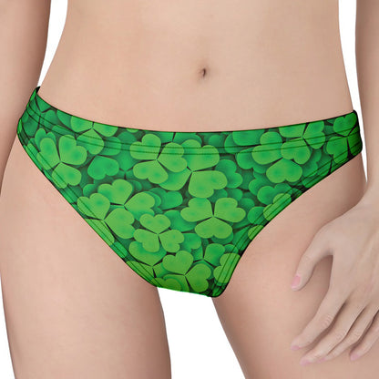 Green Clover St. Patrick's Day Print Women's Thong