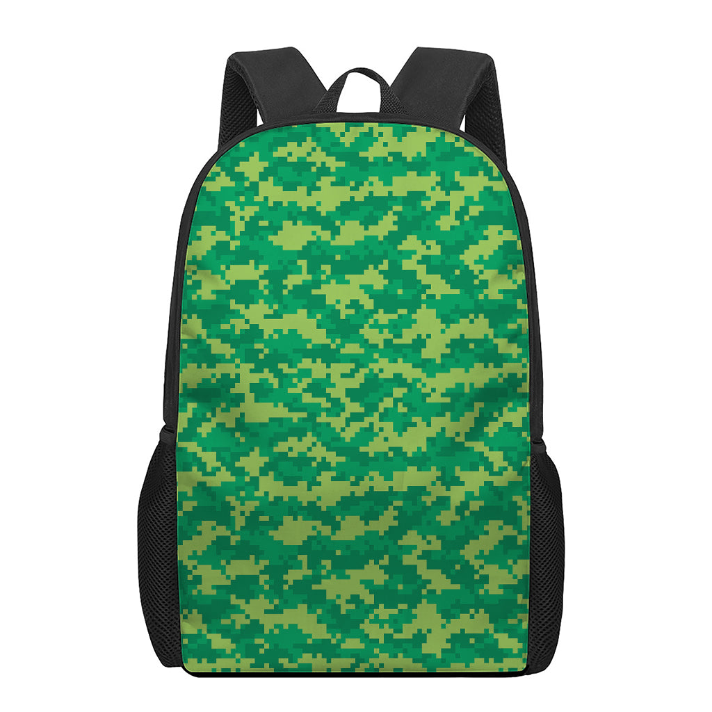 Green Digital Camo Pattern Print 17 Inch Backpack