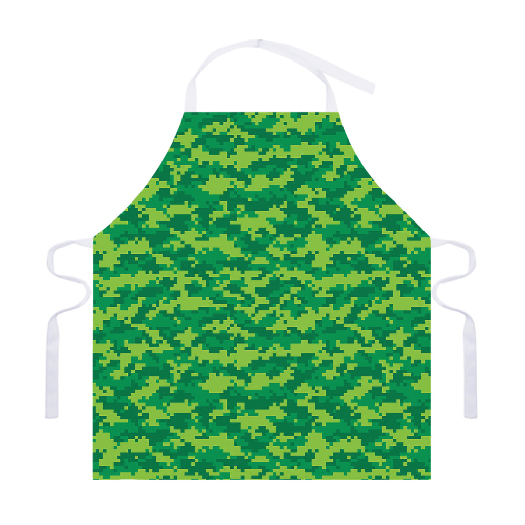 Green Digital Camo Pattern Print Adjustable Apron