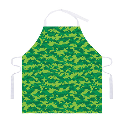 Green Digital Camo Pattern Print Adjustable Apron