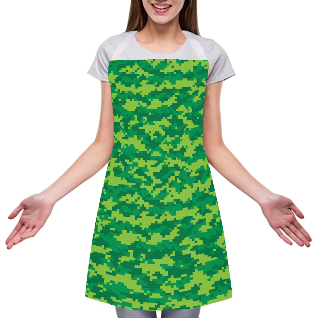 Green Digital Camo Pattern Print Adjustable Apron