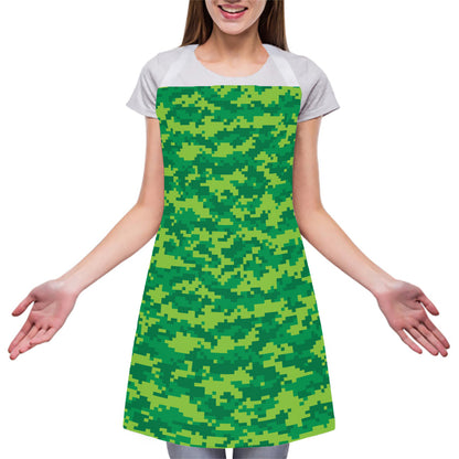 Green Digital Camo Pattern Print Adjustable Apron