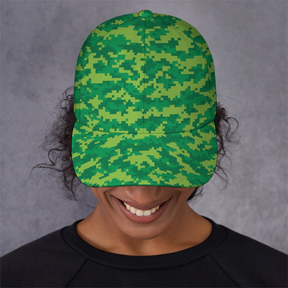Green Digital Camo Pattern Print Baseball Cap