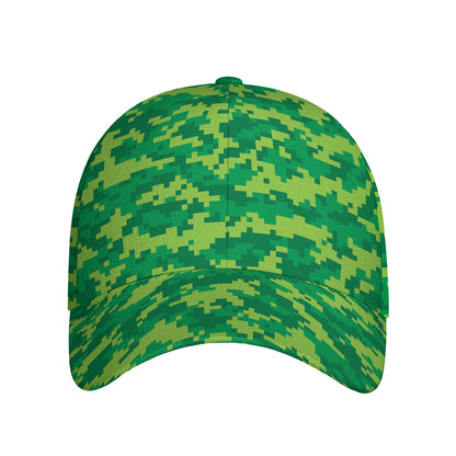 Green Digital Camo Pattern Print Baseball Cap