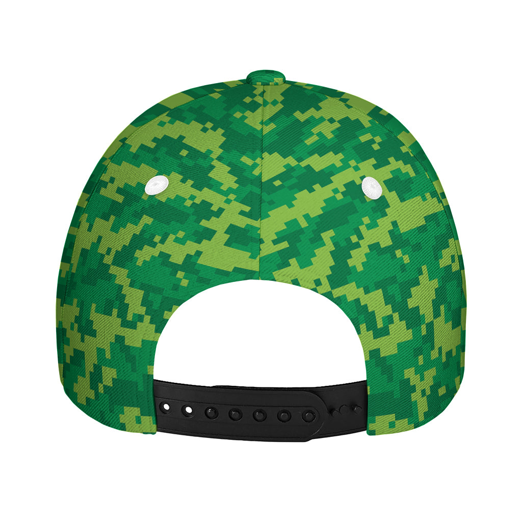Green Digital Camo Pattern Print Baseball Cap