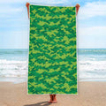 Green Digital Camo Pattern Print Beach Towel