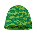 Green Digital Camo Pattern Print Beanie