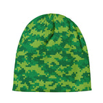 Green Digital Camo Pattern Print Beanie