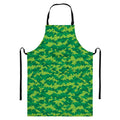 Green Digital Camo Pattern Print Bib Apron With Pocket