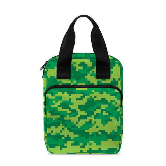 Green Digital Camo Pattern Print Bible Tote Bag