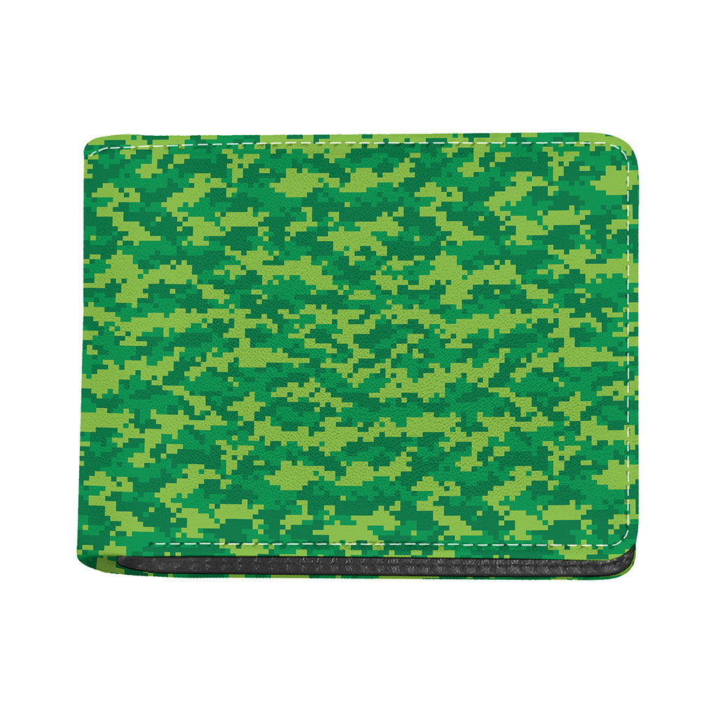 Green Digital Camo Pattern Print Bifold Wallet