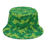 Green Digital Camo Pattern Print Bucket Hat