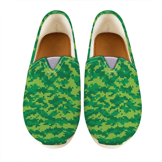 Green Digital Camo Pattern Print Casual Shoes