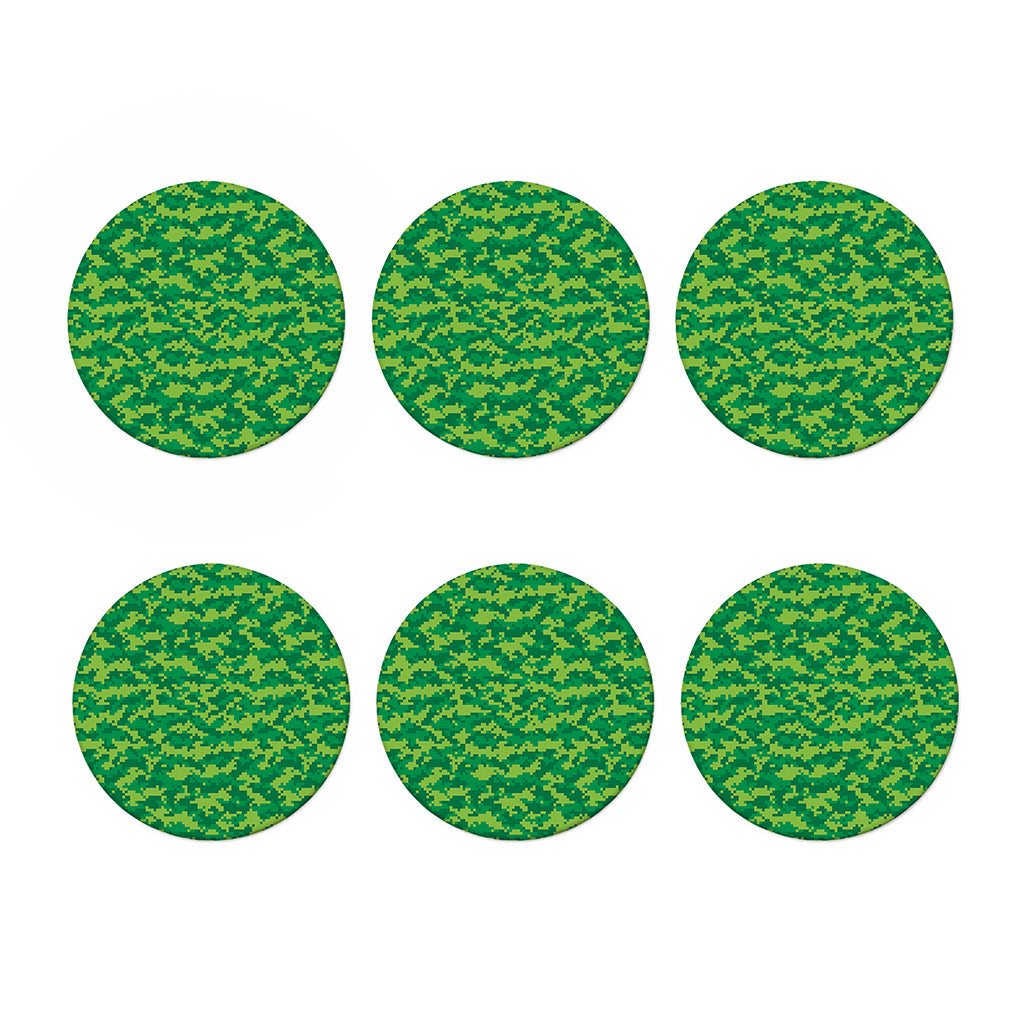 Green Digital Camo Pattern Print Coaster Set