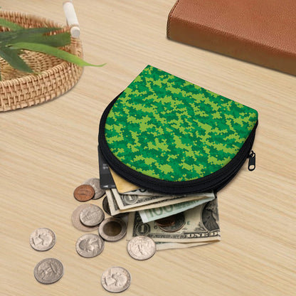 Green Digital Camo Pattern Print Coin Purse