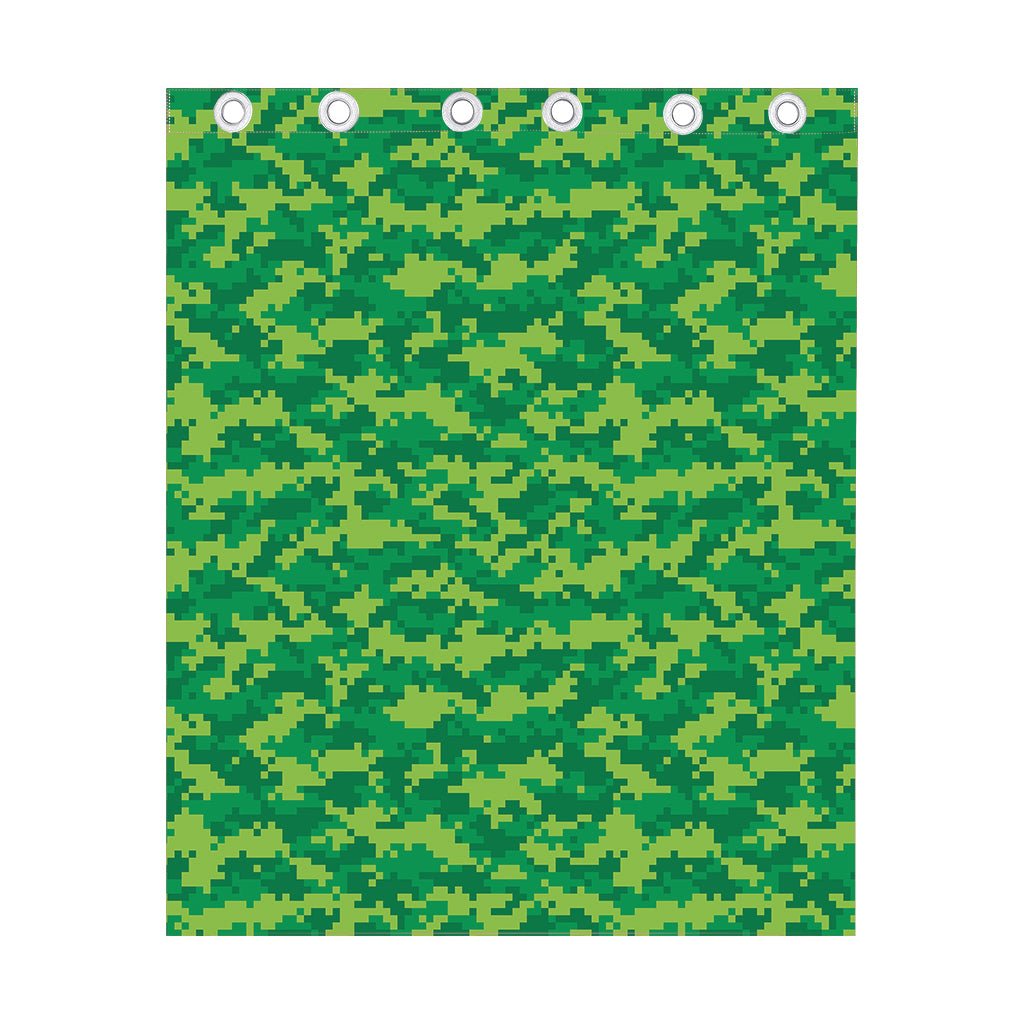Green Digital Camo Pattern Print Curtain