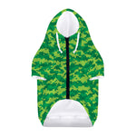 Green Digital Camo Pattern Print Dog Zip Up Hoodie