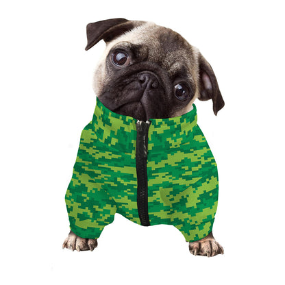 Green Digital Camo Pattern Print Dog Zip Up Jacket