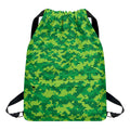 Green Digital Camo Pattern Print Drawstring Backpack