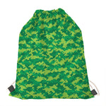 Green Digital Camo Pattern Print Drawstring Bag