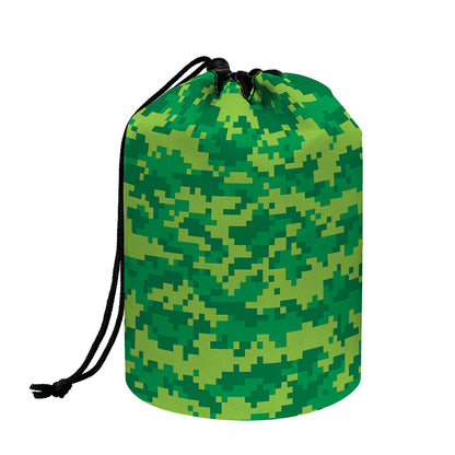 Green Digital Camo Pattern Print Drawstring Makeup Bag