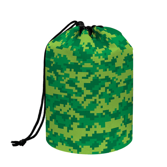 Green Digital Camo Pattern Print Drawstring Makeup Bag