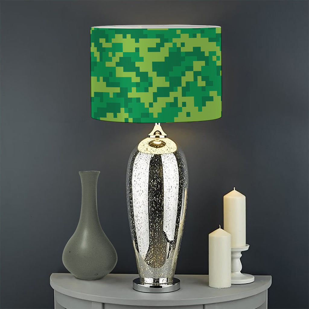 Green Digital Camo Pattern Print Drum Lamp Shade