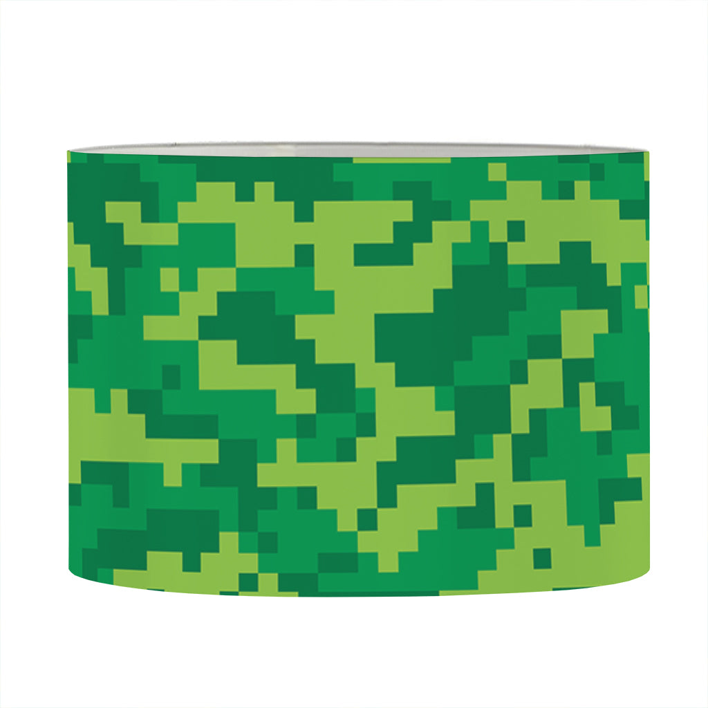 Green Digital Camo Pattern Print Drum Lamp Shade