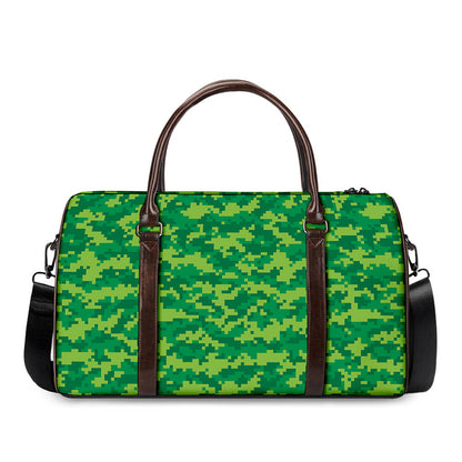 Green Digital Camo Pattern Print Duffle Bag