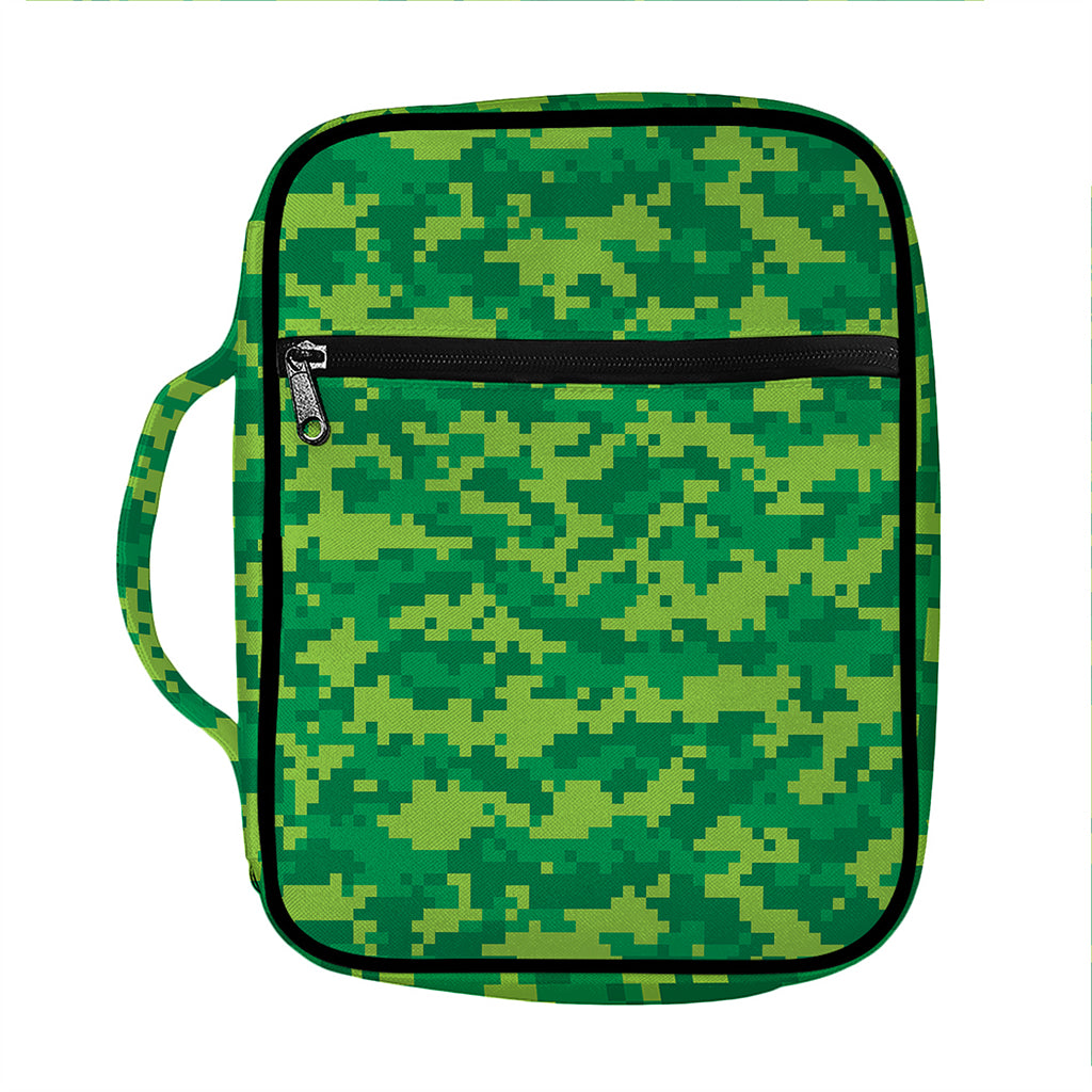Green Digital Camo Pattern Print Front Pocket Bible Bag